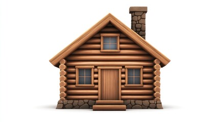 Rustic log cabin icon on white background.  Possible use Illustration, design element