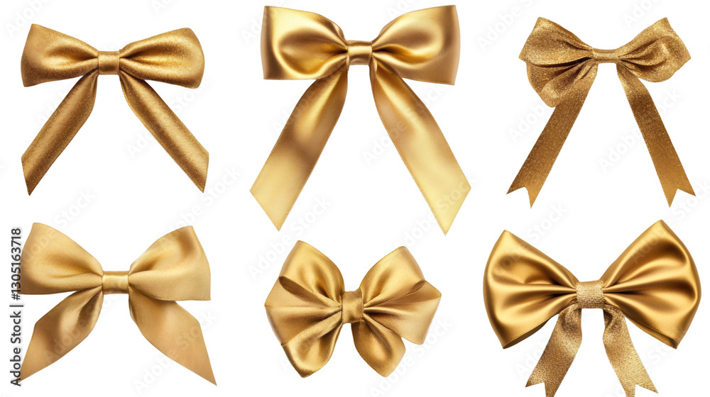 Aufkleber six variations of a golden bow are displayed on a transparent background, offering versatility for f