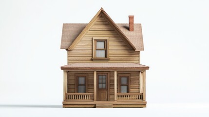 Wooden Miniature House on White Background (1)