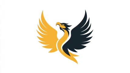 Obraz premium Stylized Phoenix Logo, Abstract Bird in Flight, Graphic Design, Stock Image