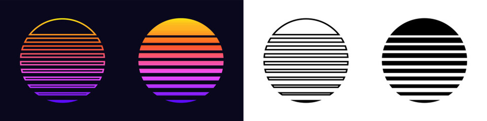 A vibrant and monochrome duo of ovals with horizontal stripes, creating a striking contrast.