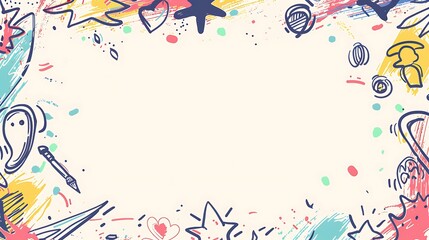 Fototapeta premium Vibrant Abstract Doodle Frame: A Colorful Artistic Border