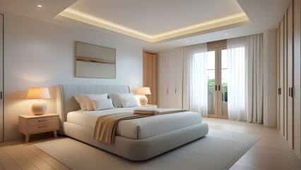 Master Bedroom in a Minimalist Modern Residence: Elegance and Simplicity