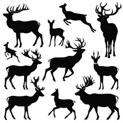 deer silhouettes vector