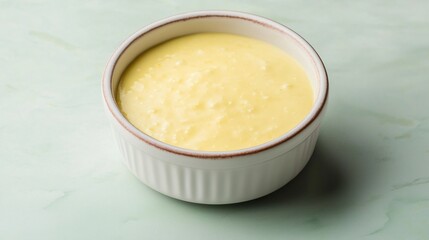 Creamy Yellow Sauce in White Bowl Delicious Food Photography Restaurant Menu Image