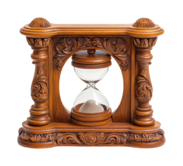 Time measurement hourglass on isolated on transparent background png