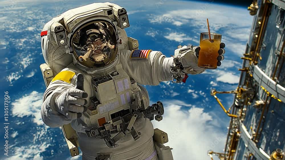 Aufkleber This Astronauts enjoy refreshing drinks in zero gravity while embracing the wonders of space travel.