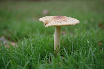 A Close up of a Mushroom Sitting in the Grass - Generative AI