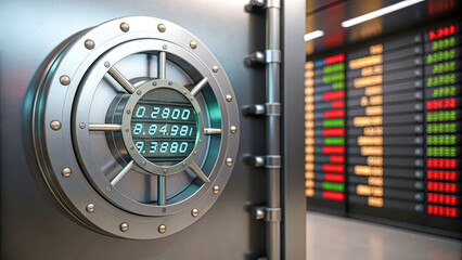 Business vault symbolizes economic power and success in financial district