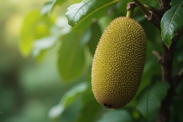 A Close up of a Fruit Hanging From a Tree Branch - Generative AI