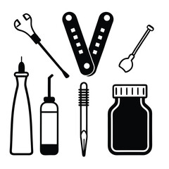 Obraz premium Variety of Maintenance Tools and Lubricants for Mechanical Work
