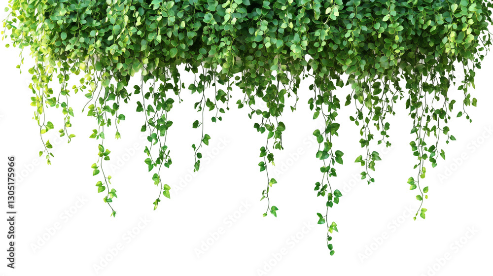 Poster Creeping vine cascading against transparent backdrop, perfect for architectural rendering