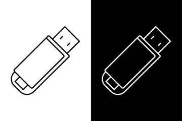 Black and White Pendrive Silhouette Perfect for Tech & Storage Designs.