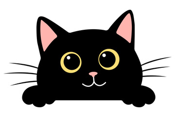 Cute kitten peeking with big eyes clip art vector illustration