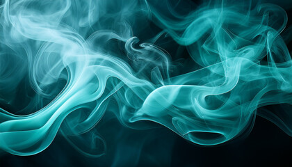 Obraz premium Abstract smoke with serene teal swirls blending into ethereal haze. Dreamy and mysterious atmosphere