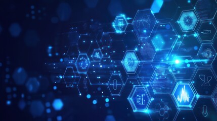Digital medical icons network abstract background, medical technology