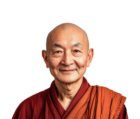 Obraz premium Joyful senior buddhist in tranquility isolated on transparent background png