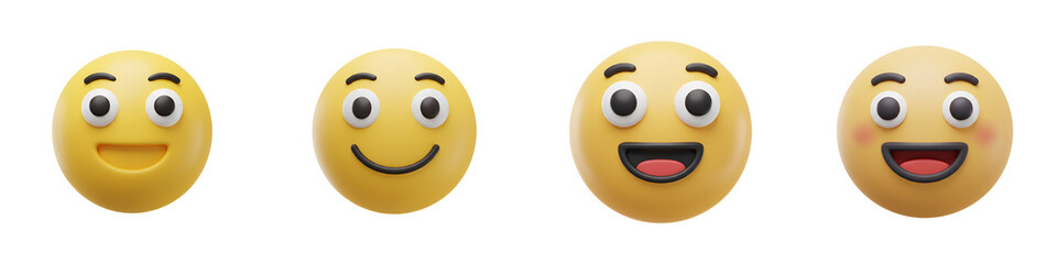 Fototapeta premium Simple Happy Face Icon with Smiling Expression and Round Eyes for Positive Emotions