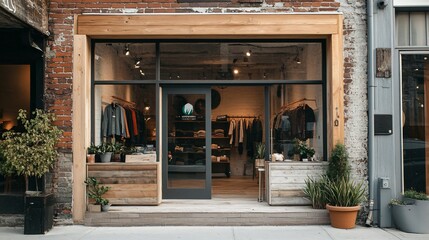 Fototapeta premium Stylish Boutique Store Front in Urban Brick Building