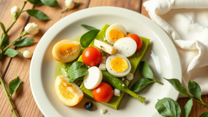 minimalistic spring food, light green