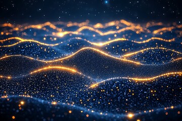 Golden Waves Glowing surface, starscape backdrop
