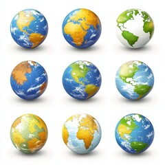 Globe icon set cut out isolated on white background