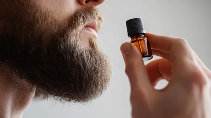 Close-Up of a Man&rsquo;s Face Applying Hydrating Skincare Product