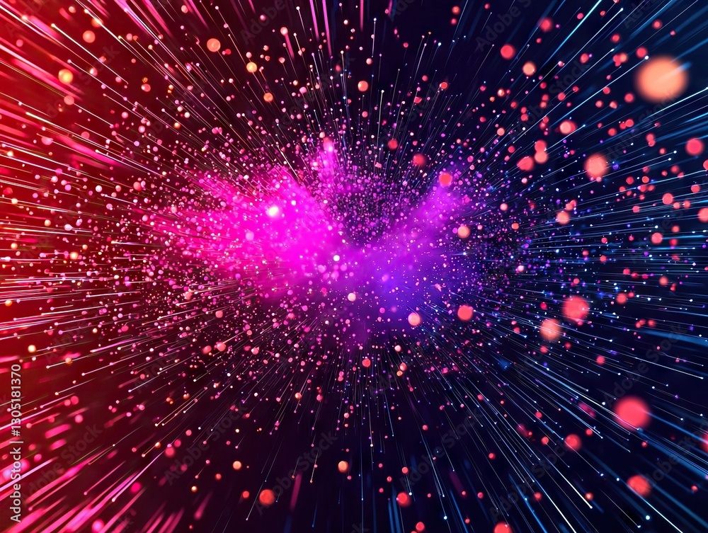 Aufkleber dynamic particle burst visualization digital art abstract colorful space high-tech energetic effects