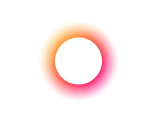 A vivid circle with a smooth gradient transitioning from yellow to pink, creating a halo effect on a white background.