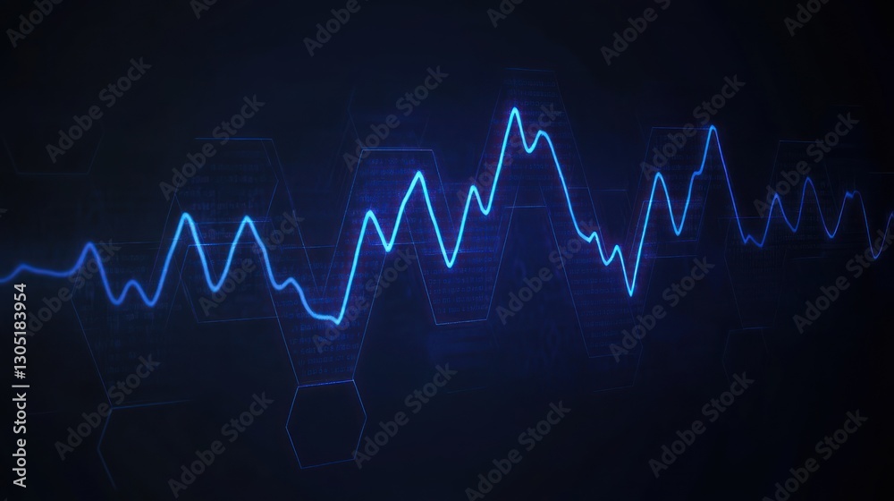 Poster abstract digital graph with glowing lines, dark background. possible use stock photo for technology,