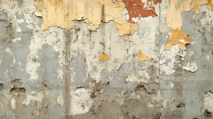Crédence de cuisine Mur vieilli Weathered Wall Texture with Peeling Paint in Grey Beige and Orange Hues  © sarayut