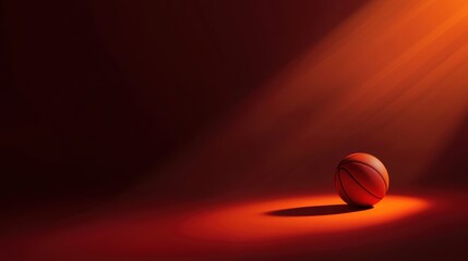 Moody spotlight on a basketball resting on a court marking ideal for basketball-themed branding training promotions and sports photography
