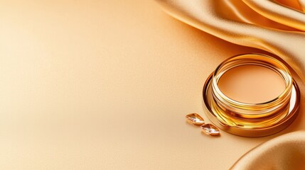 Sophisticated golden platform with a sleek finish ideal for luxury cosmetics, high-end jewelry displays, or premium advertising campaigns