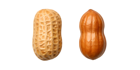Two Varieties of Peanuts on White Surface, Crunchy and Flavorful Snack, PNG Transparent