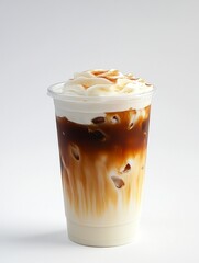 Iced Caramel Coffee Drink with Creamy Whipped Topping and Cinnamon