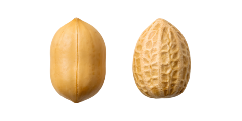 Two Different Styles of Peanuts on White Background, Healthy and Tasty Snack, PNG Transparent