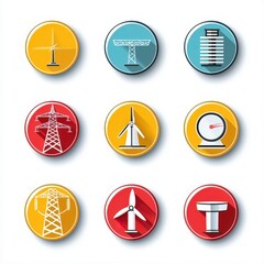 Power icon set cut out isolated on white background