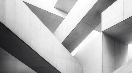 Fototapeta premium Abstract Black and White Concrete Architecture Geometric Lines and Shapes