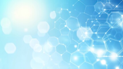 Abstract light blue background with hexagonal grid pattern