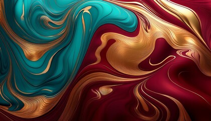 abstract maroon teal and gold gradient liquid paint flow background