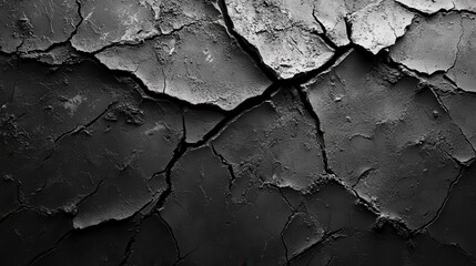 Abstract Black And Gray Cracked Earth Texture Background