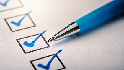 blue pen marking on checklist sheet