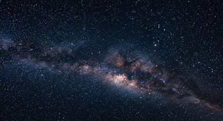 Fototapeta premium Milky Way Galaxy: A breathtaking panorama of the Milky Way galaxy, revealing its vast expanse of stars, celestial bodies, and cosmic dust, painted against a backdrop of deep space