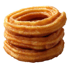 Fototapeta premium Fresh cinnamon sugar churro with a crunchy exterior and sweet coating isolated on transparent background. Generative AI