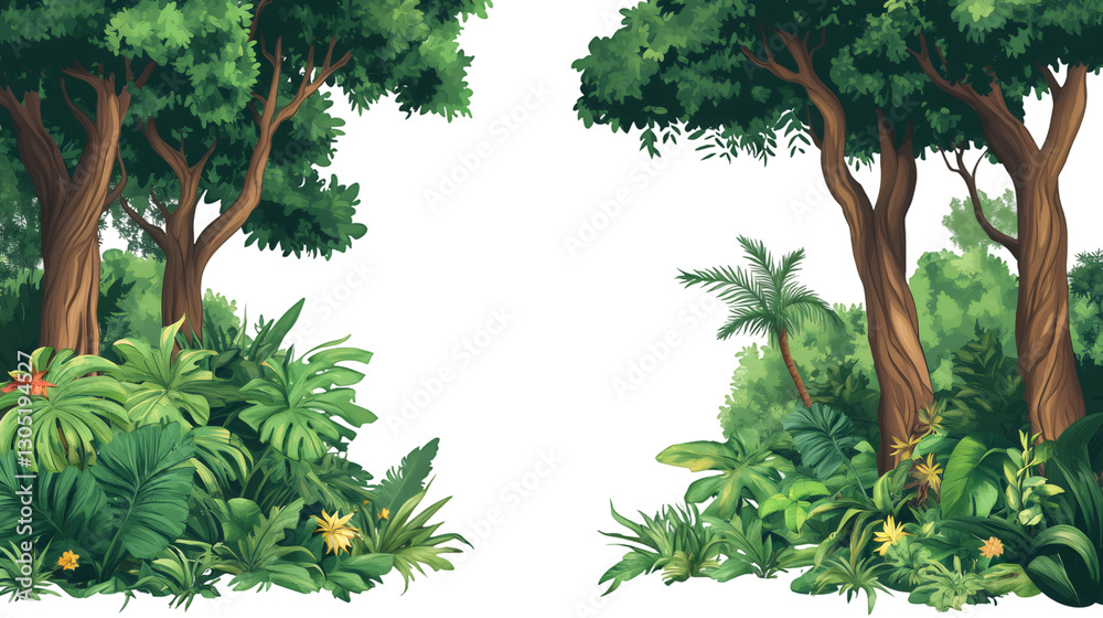 Aufkleber tropical forest frame with transparent background perfect for adding a touch of nature to designs