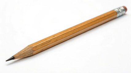 Wooden Pencil on White Background