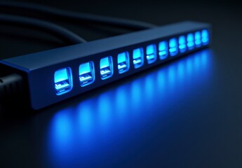 Blue Light Strip On Dark Surface Lighting Modern Setup