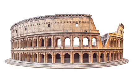 Detailed miniature model capturing Colosseum's iconic architectural elements, representing ancient Roman engineering against neutral backdrop