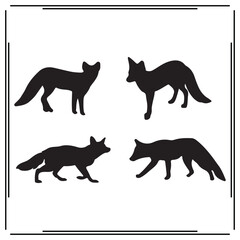 Fox silhouette, Fox illustration , Fox clipart, Fox vector , Fox icon , black Fox, Fox illustration on white background, Fox vector illustration , Fox silhouette illustration,						