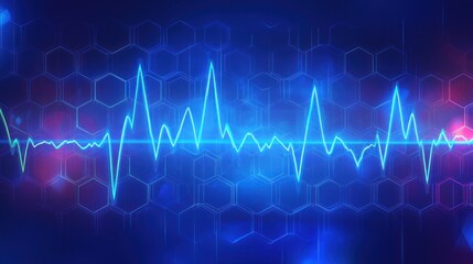 Abstract medical waveform graphic with hexagonal pattern. Possible use Stock photo for medical or technology presentations